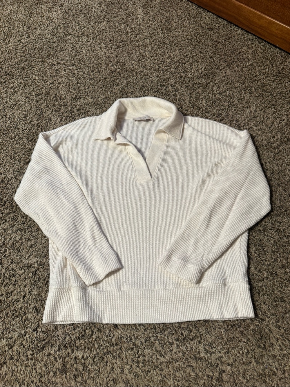 LOFT white V-Neck Polo Sweater Knit